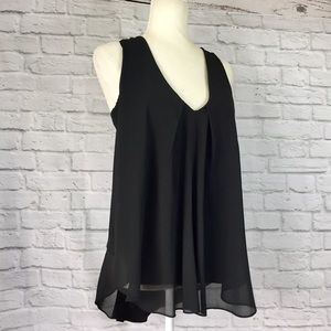 Cliche Black chiffon overlay drape tank top